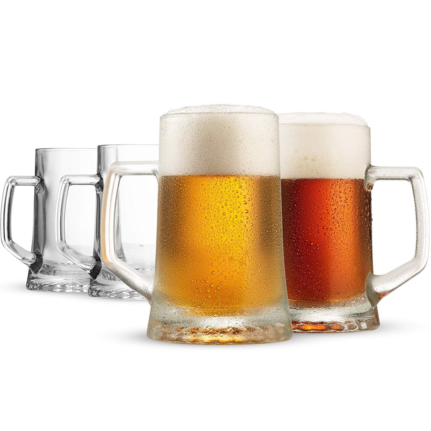 Bormioli Rocco 4 Pack Solid Heavy Large Beer Glasses With Handle 17 25 Ounce Glass Steins Traditional Beer Mug Glasses Set Overstock