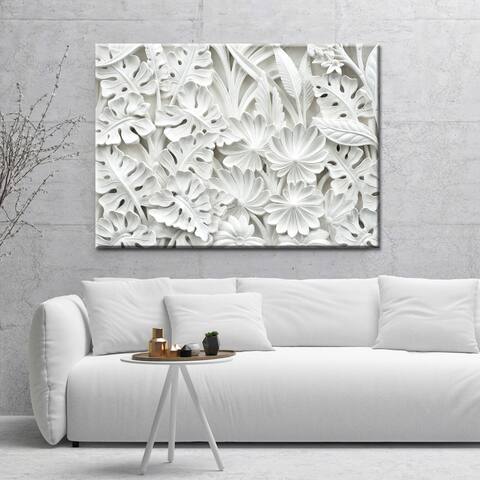 Plaster White Floral 2 Dimensional Gallery Wrapped Canvas