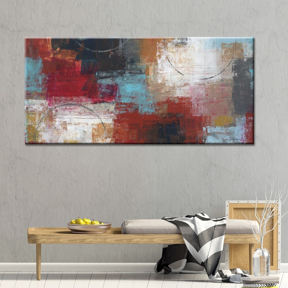 101cm x 71cm Multi Split 4 Panel Canvas Artwork Art Print 40x28 - Perfect gift for any occasion Red Leaves Breeze Abstract Art