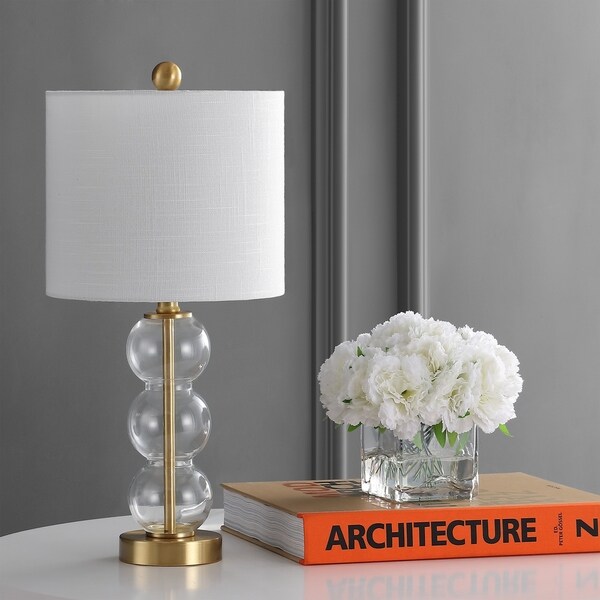 glass and gold table lamp