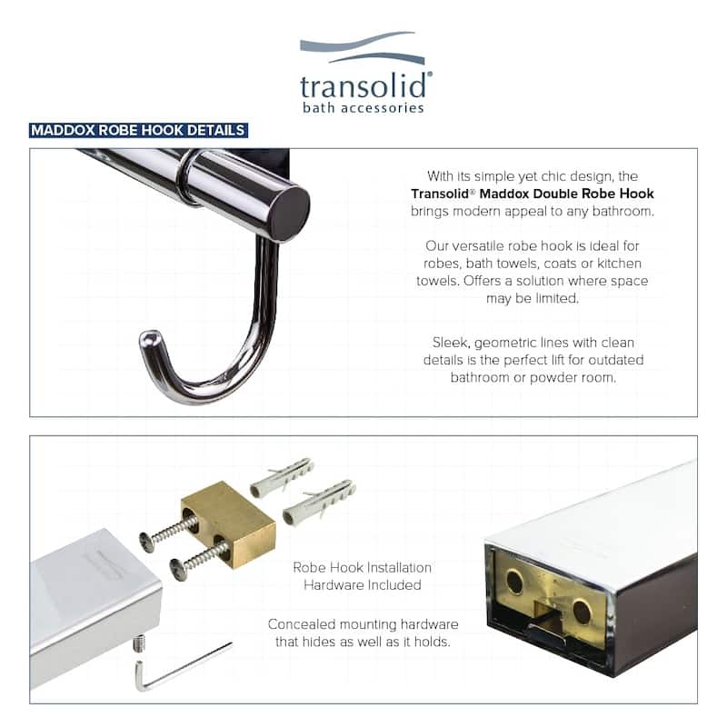 Transolid Maddox Double Hooks - 2.02" x 3.89" x 2.55"