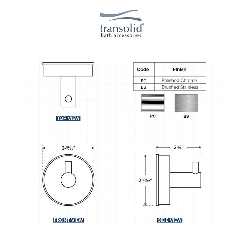 Transolid Cara Robe Hook - 2.25" x 2.59" x 2.59"