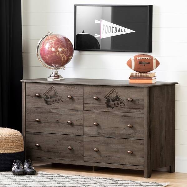 Shop South Shore Asten Football 6 Drawer Double Dresser