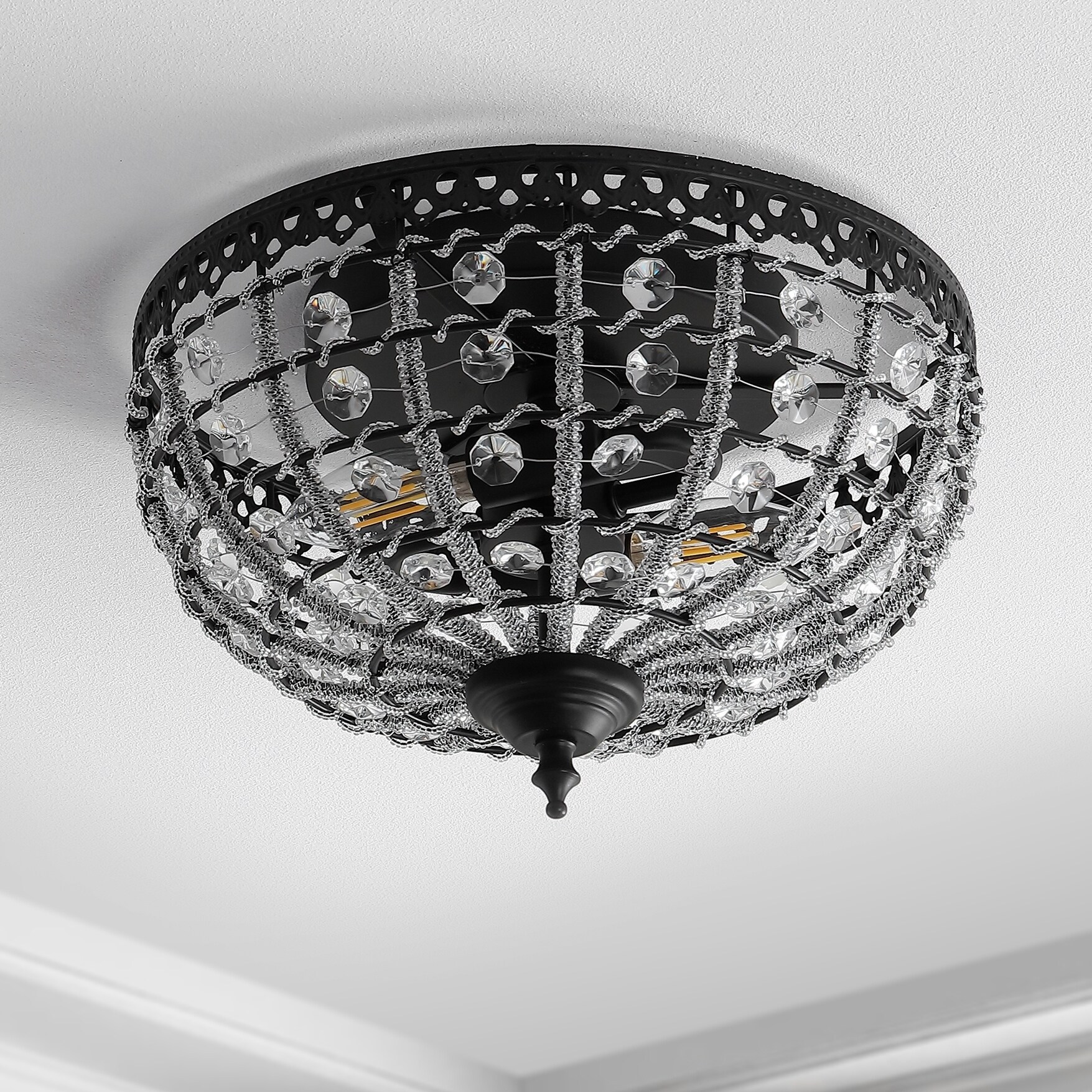 Shop Anita 12 25 Low Ceiling Led Flush Mount Black Clear By
