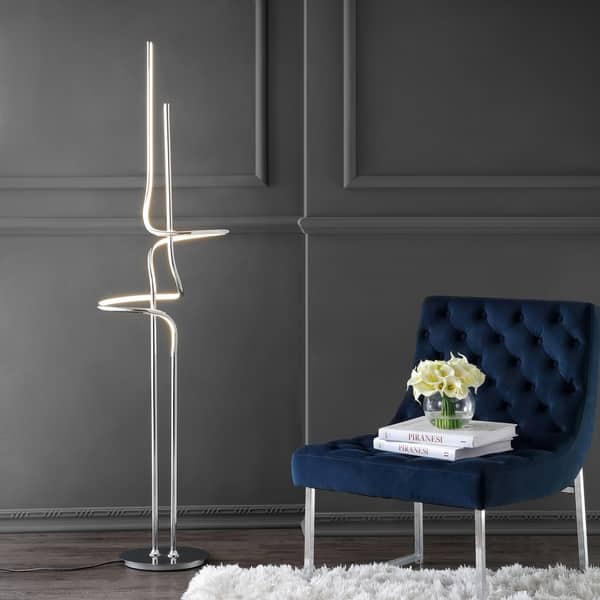 Shop Sketch 64 Metal Integrated Led Floor Lamp By Jonathan Y On Sale Overstock