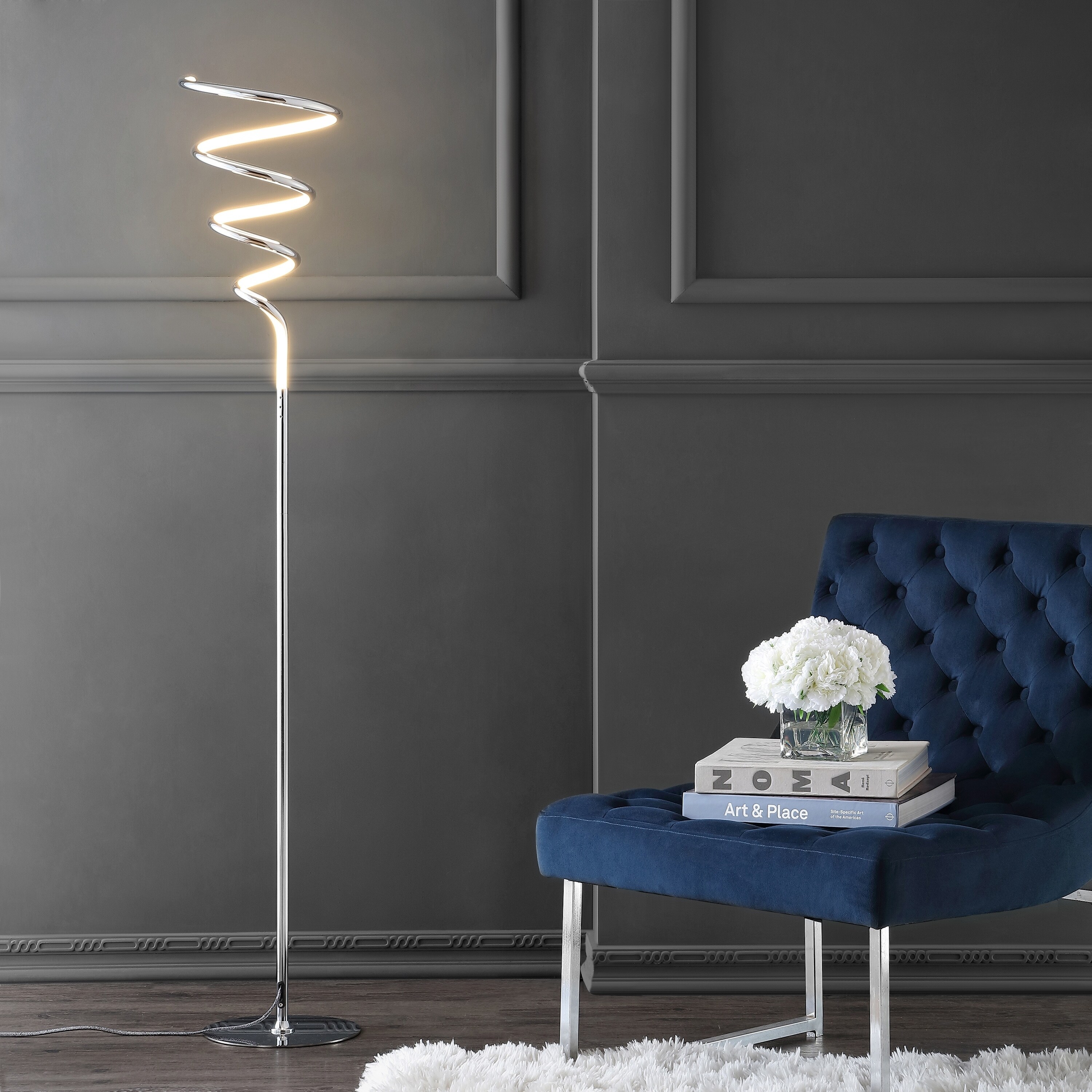 Shop Scribble 61 Metal Integrated Led Floor Lamp By Jonathan Y Overstock
