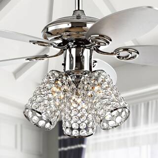 Kris 42" 3-Light Crystal LED Ceiling Fan With Remote, by JONATHAN Y