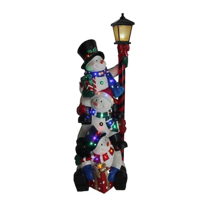 Stacking Snowmen Lamp Post With 50 Leds