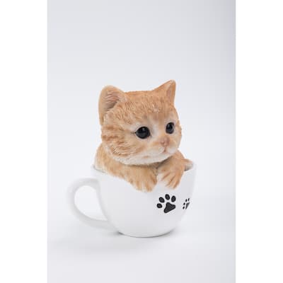 Teacup Kitten Orange Tabby Statue