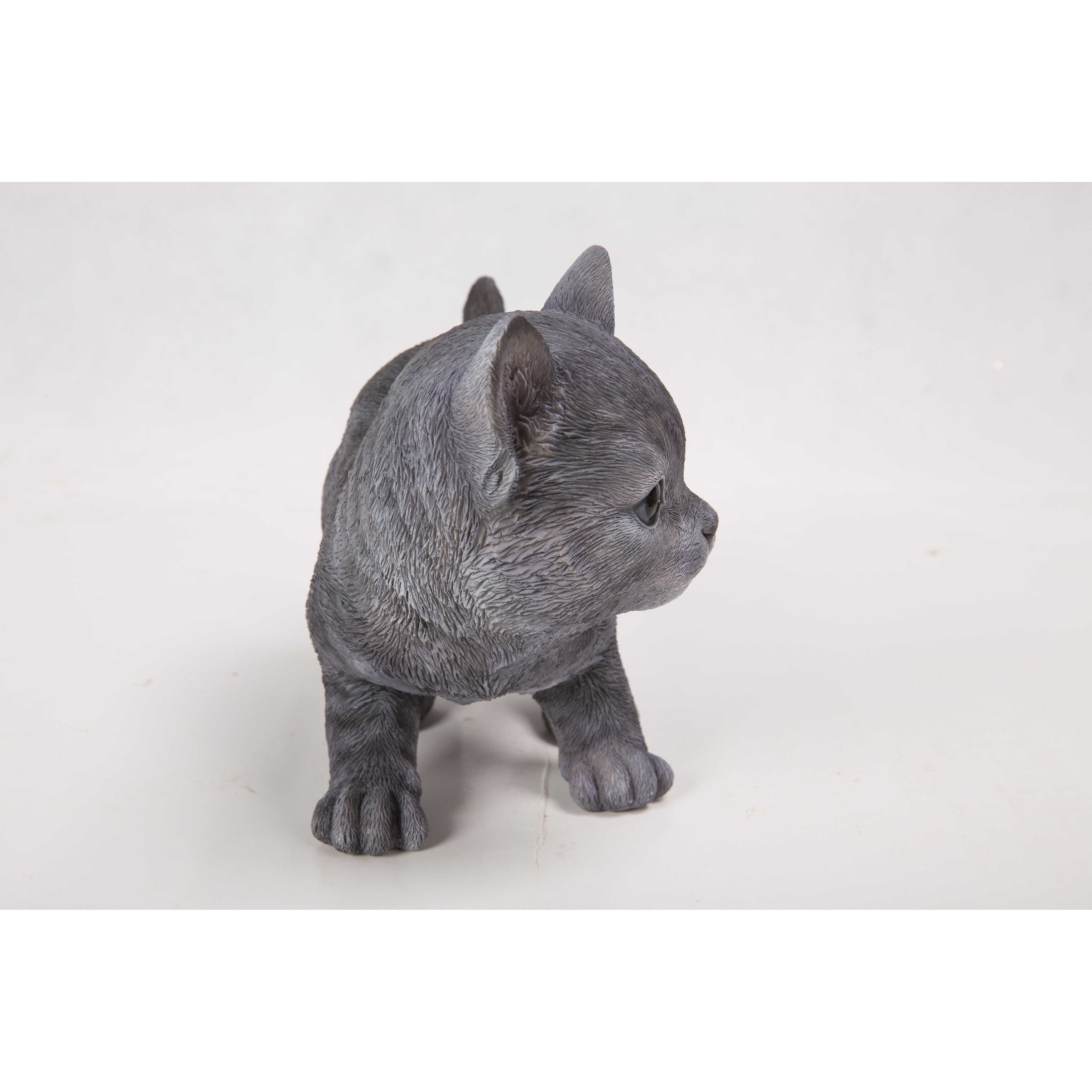 Russian Blue Kitten Figurine 8 in. Farm Animal Resin Playful Cat Nice Pet