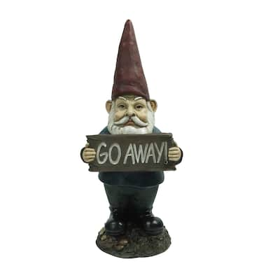 Gnome Holding Go Away Sign