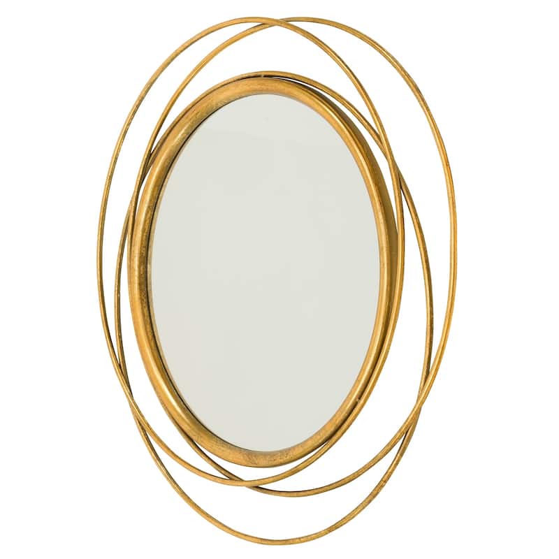 Mia Round Metal Modern Gold Wall Mirror - 32" - 32"H x 32"W x 1.5"D (Mirror only: 21"H x 21"W)