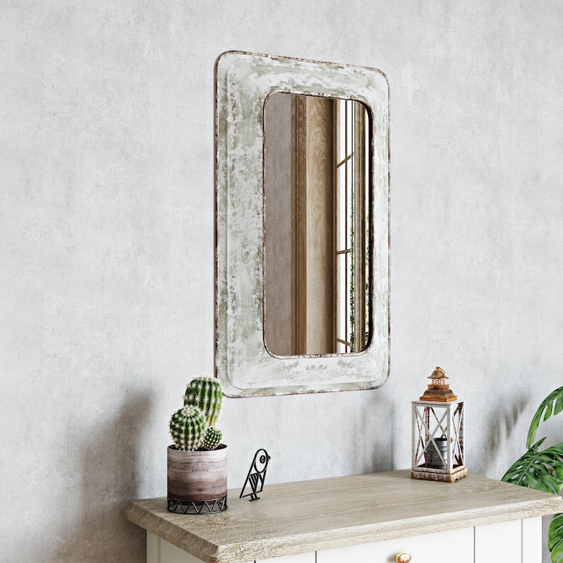 The Gray Barn Pollyanna Farmhouse Wall Mirror - 31.5"H x 19"W x 2.5"D (Mirror only: 24"H x 12"W)