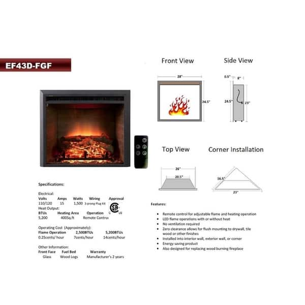 Shop Copper Grove Muiden 28 Inch Electric Fireplace Insert Free