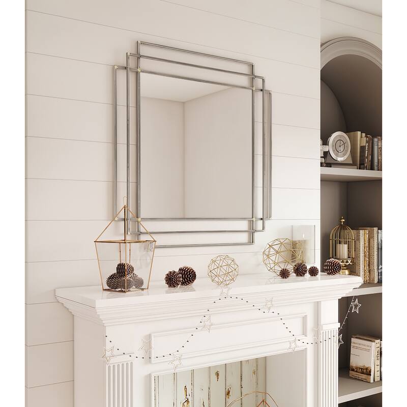 Dmitry Modern Wall Mirror - 32.5"H x 32.5"W x 1"D (Mirror only: 23"H x 23"W)