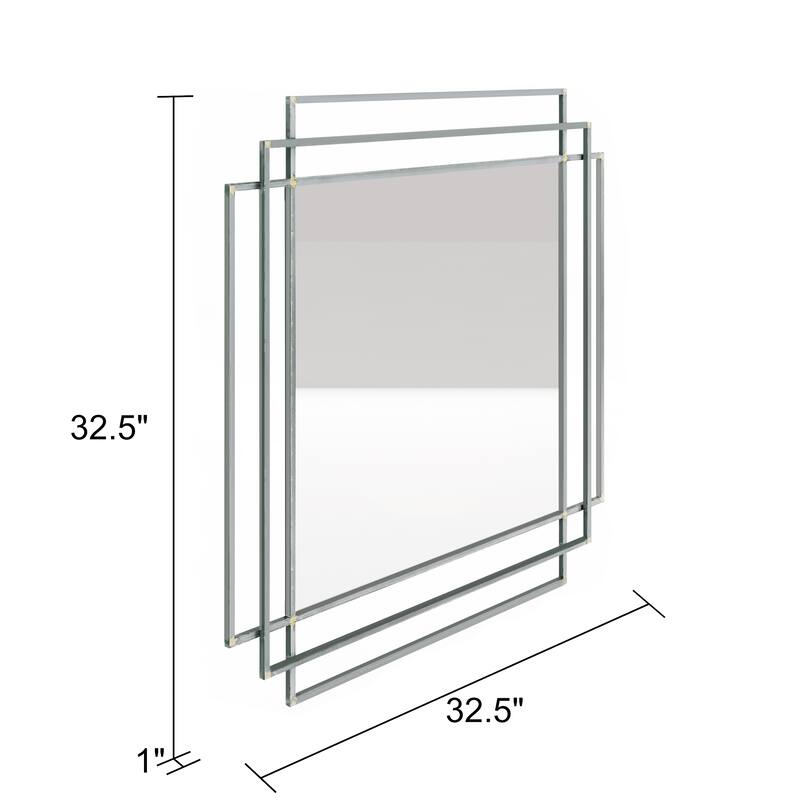 Dmitry Modern Wall Mirror - 32.5"H x 32.5"W x 1"D (Mirror only: 23"H x 23"W)