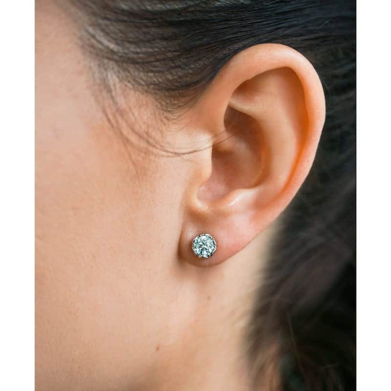 Annello by Kobelli 14k White Gold Lily 5mm Moissanite Stud Earrings (1ct TGW, GH/VS)