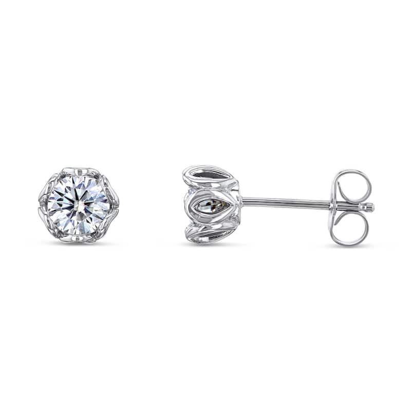 Annello by Kobelli 14k White Gold Lily 5mm Moissanite Stud Earrings (1ct TGW, GH/VS)