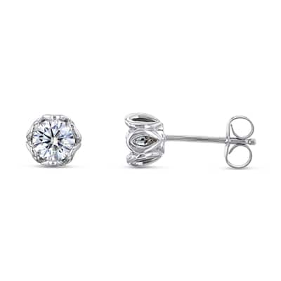 Annello by Kobelli 14k White Gold Lily 5mm Moissanite Stud Earrings (1ct TGW, GH/VS)