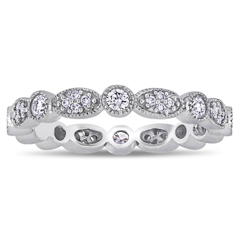 Miadora 14k White Gold 1/2ct TDW Diamond Stackable Infinity Wedding Band Size - 7