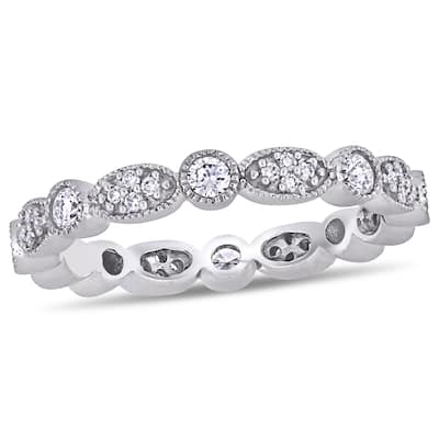 Miadora 14k White Gold 1/2ct TDW Diamond Stackable Infinity Wedding Band Size - 7