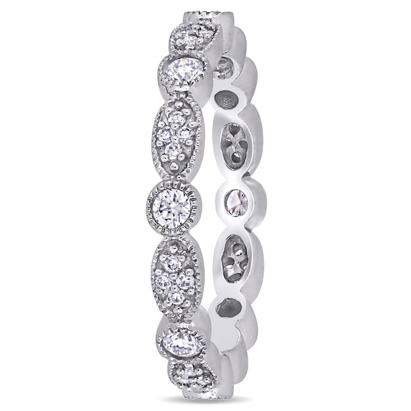 Miadora 14k White Gold 1/2ct TDW Diamond Stackable Infinity Wedding Band Size - 7
