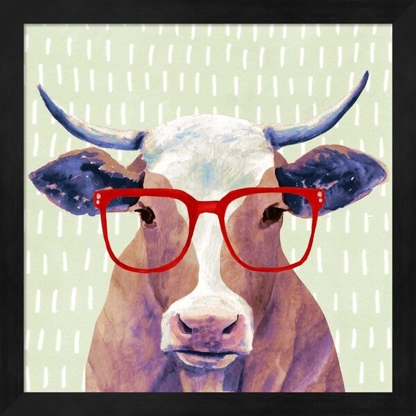 Victoria Borges 'Bespectacled Bovine I' Framed Art