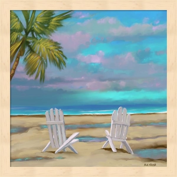 Rick Novak 'Beach Chairs 1' Framed Art - On Sale - Overstock - 29047134
