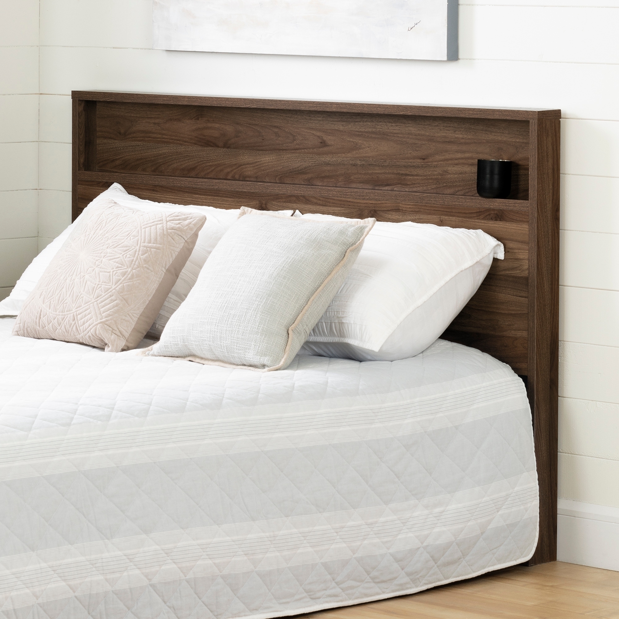 full size headboard with shelves
