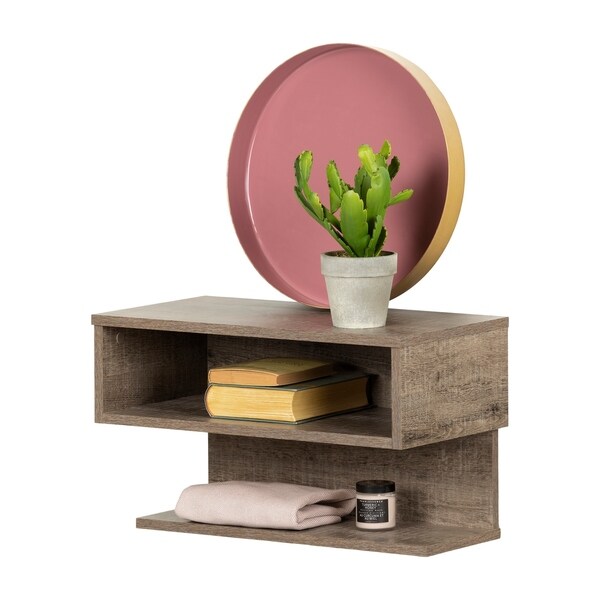 Details about   South Shore Sazena Floating Nightstand-Weathered Oak 