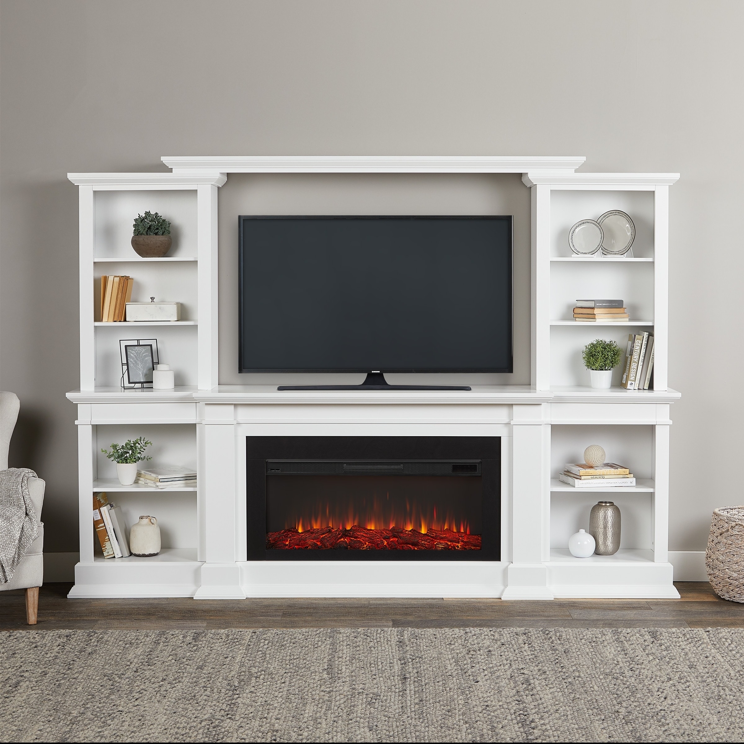 Monte Vista Media Electric Fireplace in White   107.625L x 17.75W 