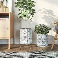Bantu Modern Planters (Set of 2) - 17"H x 10"W x 10"D / 14"H x 9"W x 9"D
