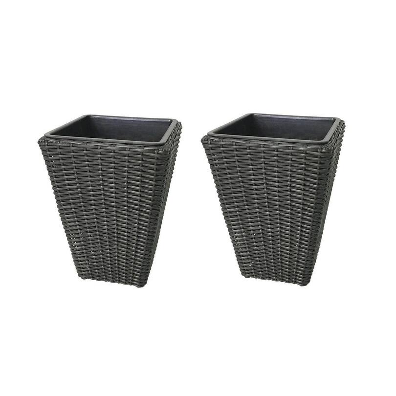 Medium Square Resin Planters - Matte Black 2-pack