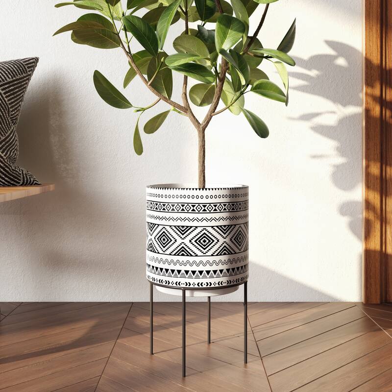 Mateo Modern Ceramic Planter - 14"H x 8"W x 8"D