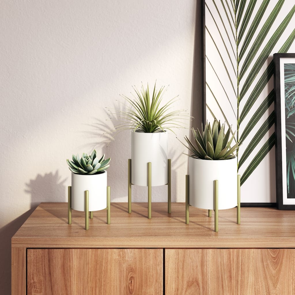 Brevyn Small Mid Century Modern Planters (Set of 3) - 10.5"H x 5.5"W x 5.5"D/8 x 6.5 x6.5/6.5 x 4.5 x4.5