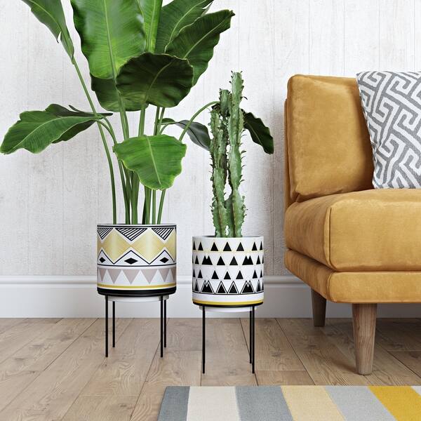 Ayaz Mid Century Modern Ceramic Planters (Set of 2)