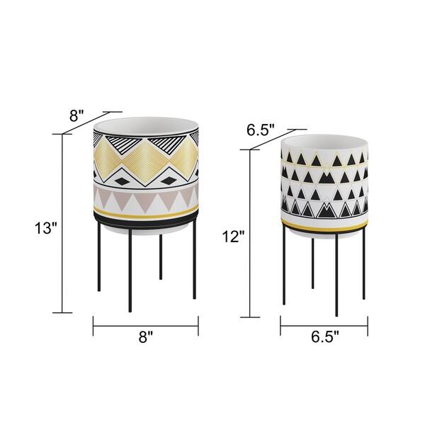 Ayaz Mid Century Modern Ceramic Planters (Set of 2)