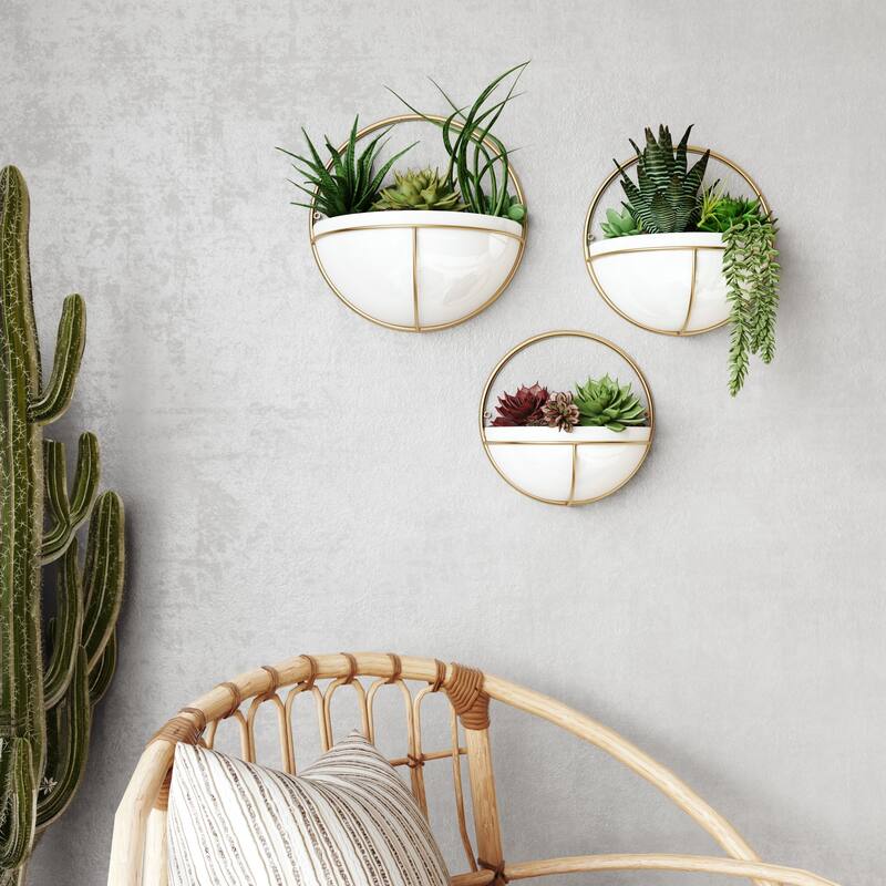 Isley Modern Wall Planters (Set of 3) - 13"H x 13"W x6.5"D/11.5 x 11.5 x5.5/10.5 x 10.5 x5