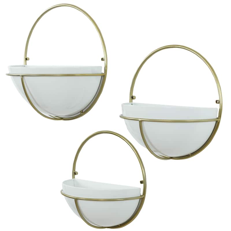 Isley Modern Wall Planters (Set of 3) - 13"H x 13"W x6.5"D/11.5 x 11.5 x5.5/10.5 x 10.5 x5