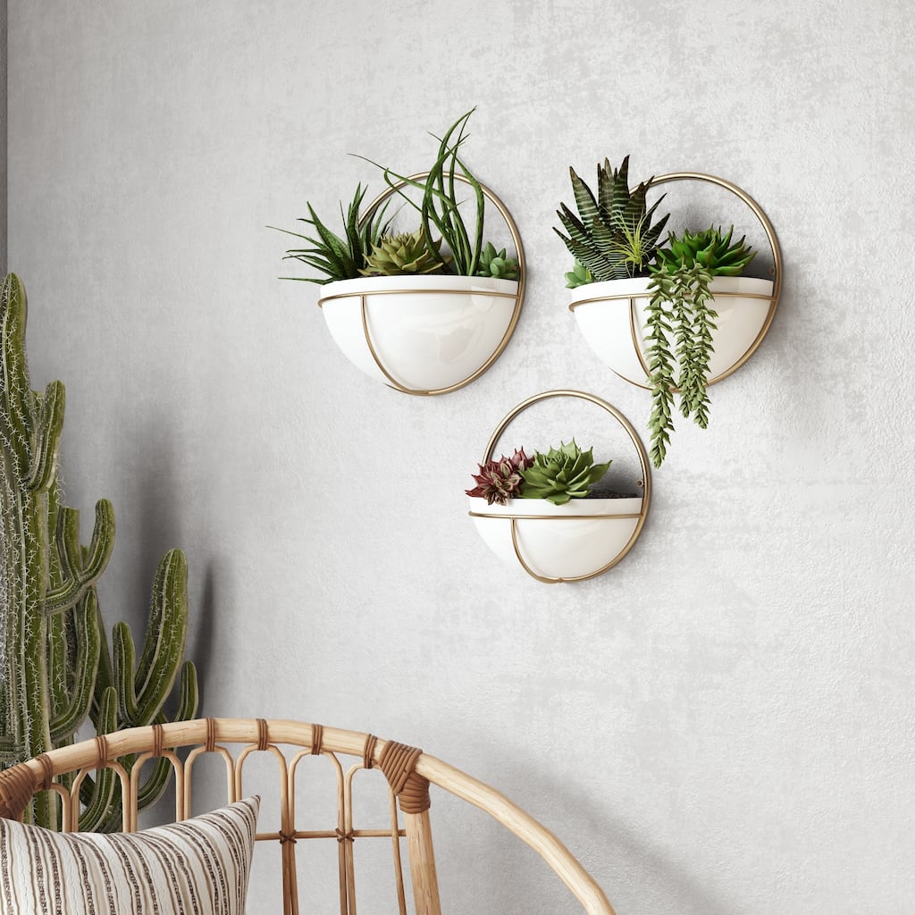 Isley Modern Wall Planters (Set of 3) - 13"H x 13"W x6.5"D/11.5 x 11.5 x5.5/10.5 x 10.5 x5