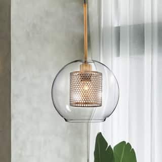 Sujay Brass 1-light Pendant with Clear Glass Shade