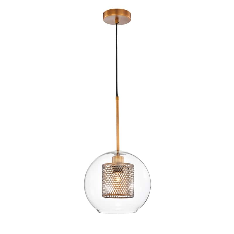 Sujay Brass 1-light Pendant with Clear Glass Shade