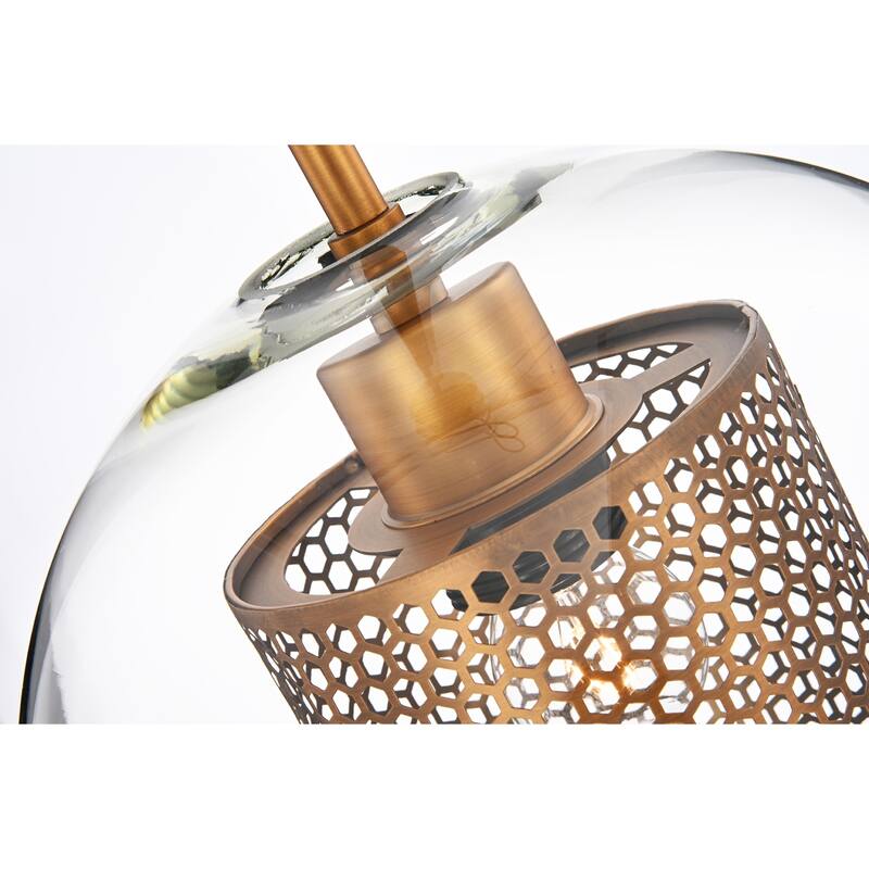 Sujay Brass 1-light Pendant with Clear Glass Shade