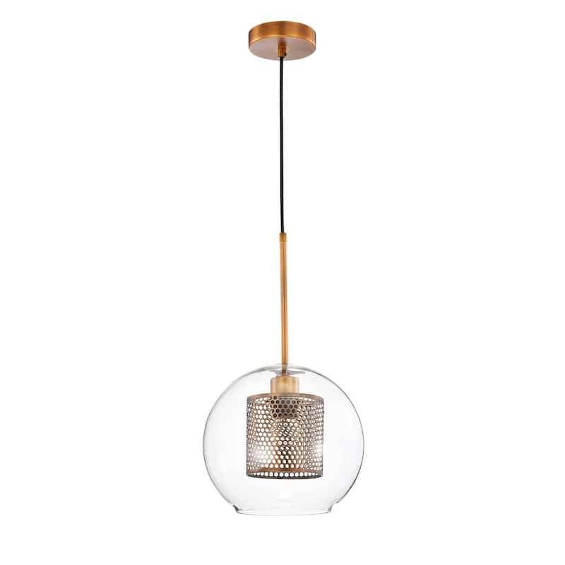 Sujay Brass 1-light Pendant with Clear Glass Shade