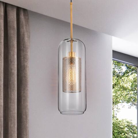 Jamin Brass 1-light Pendant with Clear Glass Shade