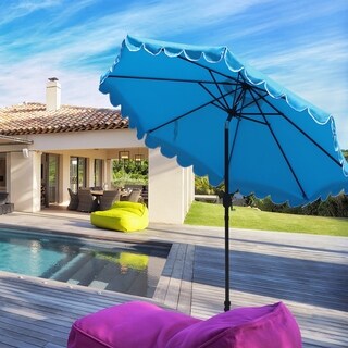 Abblemaypex 8 Ft Scallop Tilt Crank Patio Umbrella Aqua Dailymail