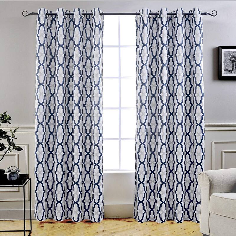 DriftAway Mason Geometric Thermal Insulated Blackout Grommet Window Curtains Panel Pair - 52x 96