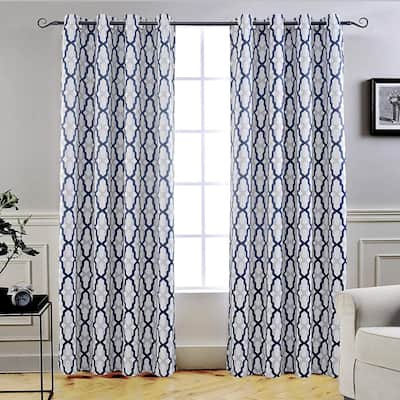 DriftAway Mason Geometric Thermal Insulated Blackout Grommet Window Curtains Panel Pair - 52x 96