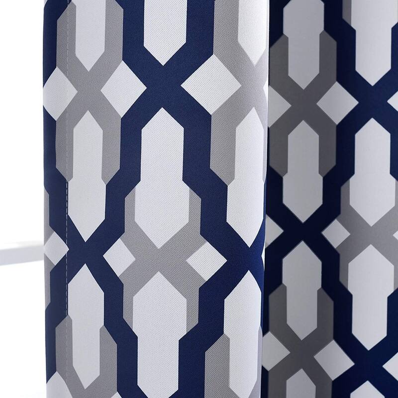 DriftAway Mason Geometric Thermal Insulated Blackout Grommet Window Curtains Panel Pair - 52x 96