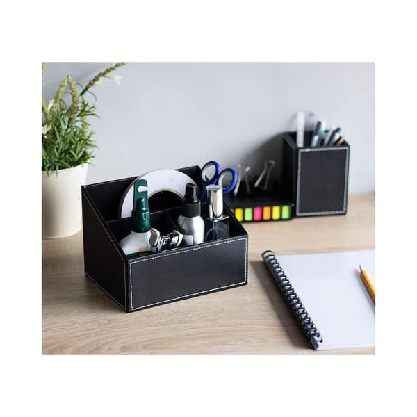 Shop Pu Leather Desk Organizer Faux Leather Stationery Organizer